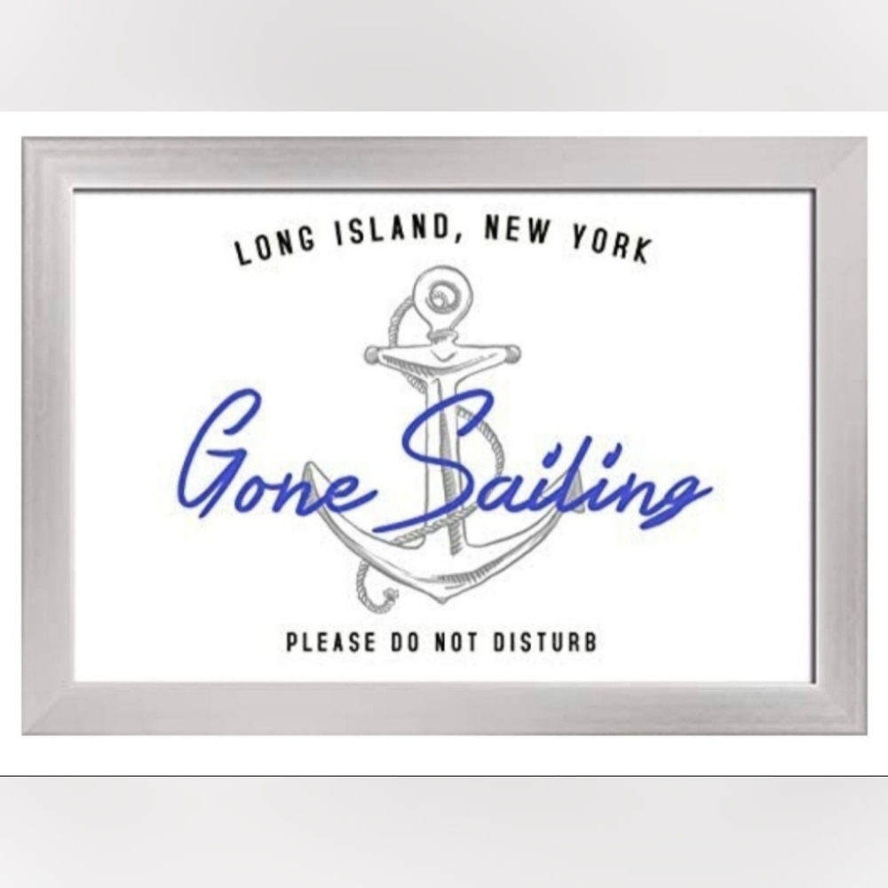 Long Island, New York Gone Sailing Framed Wall Art With Hanging Hardware On Back